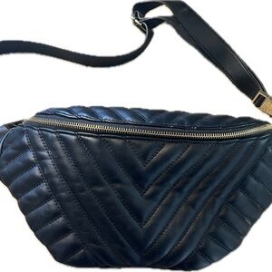 Express Black Quilted Crossbody Bag Gold Hardware Accents